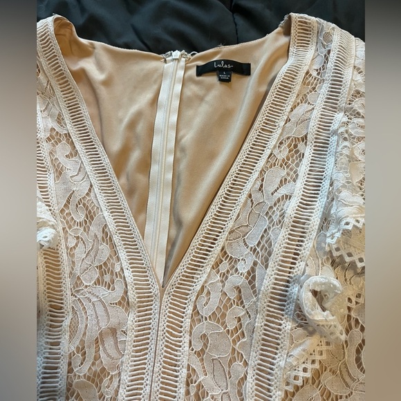 Lulus Elegant Lace Romper in Cream - Picture 3 of 8